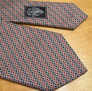 GUCCI Stirrup Equestrian Chainlink Red Blue Tie